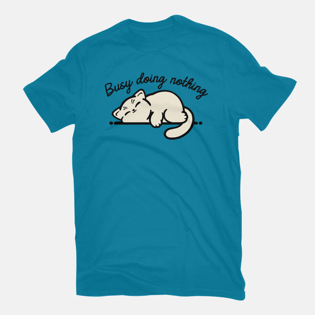 Kitty Busy Doing Nothing-Mens-Basic-Tee-NemiMakeit