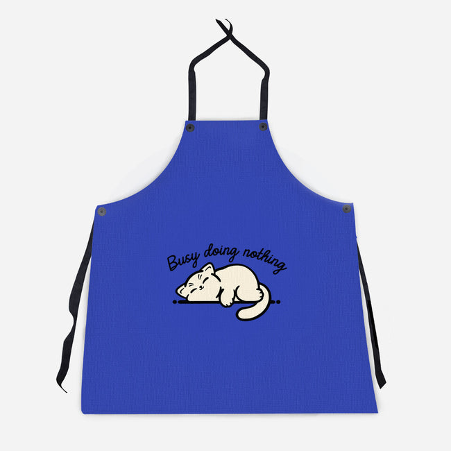 Kitty Busy Doing Nothing-Unisex-Kitchen-Apron-NemiMakeit