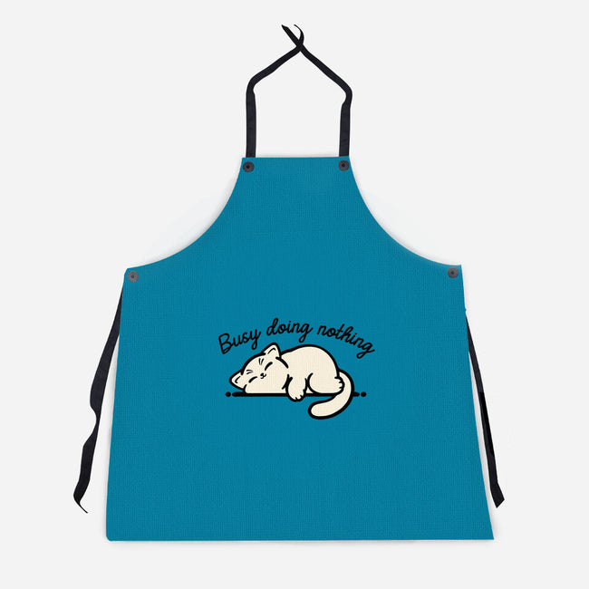 Kitty Busy Doing Nothing-Unisex-Kitchen-Apron-NemiMakeit