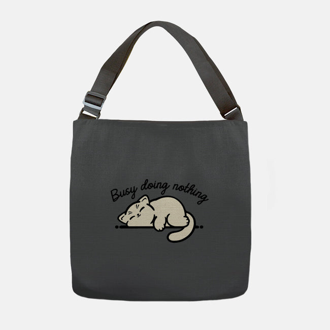 Kitty Busy Doing Nothing-None-Adjustable Tote-Bag-NemiMakeit