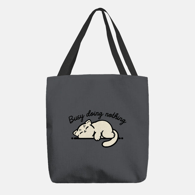 Kitty Busy Doing Nothing-None-Basic Tote-Bag-NemiMakeit