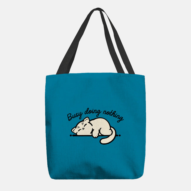 Kitty Busy Doing Nothing-None-Basic Tote-Bag-NemiMakeit