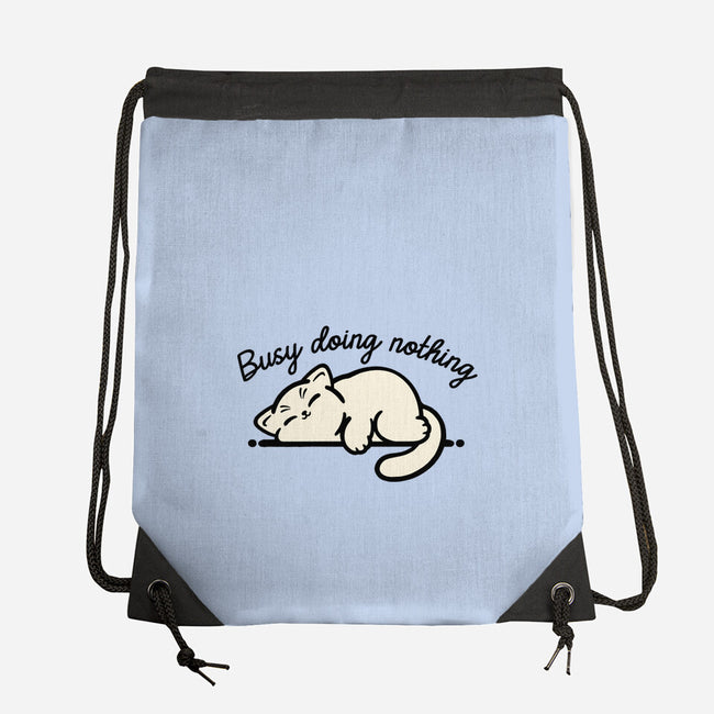 Kitty Busy Doing Nothing-None-Drawstring-Bag-NemiMakeit