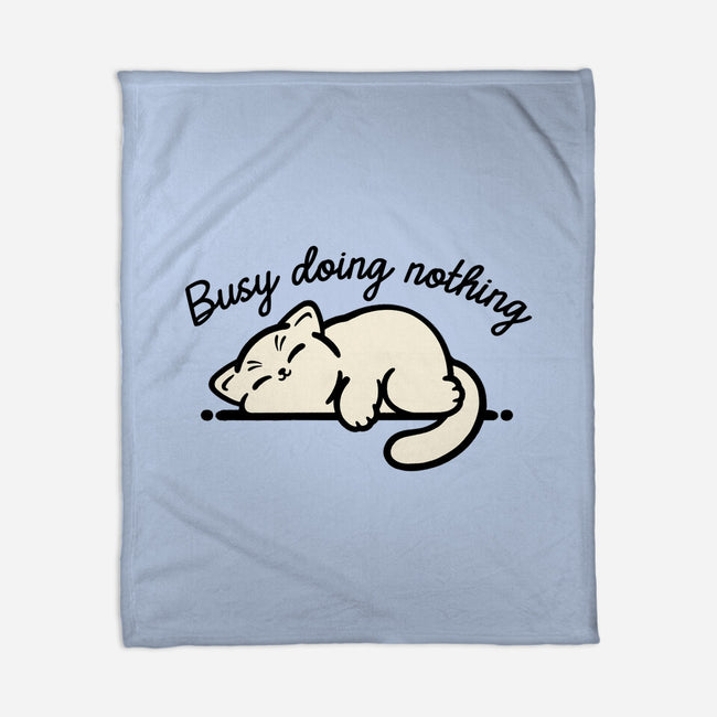 Kitty Busy Doing Nothing-None-Fleece-Blanket-NemiMakeit