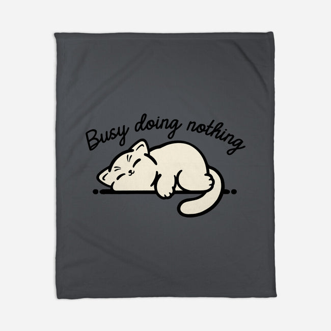 Kitty Busy Doing Nothing-None-Fleece-Blanket-NemiMakeit
