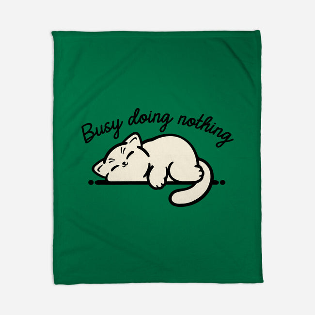 Kitty Busy Doing Nothing-None-Fleece-Blanket-NemiMakeit