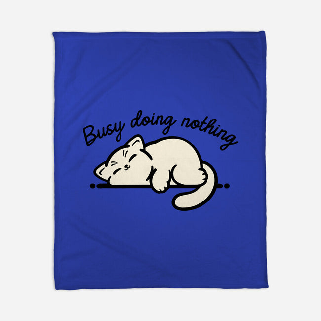 Kitty Busy Doing Nothing-None-Fleece-Blanket-NemiMakeit
