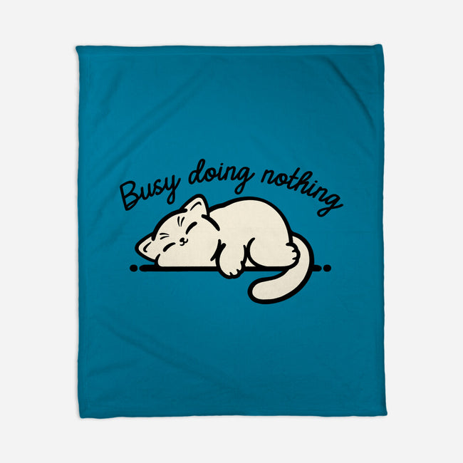 Kitty Busy Doing Nothing-None-Fleece-Blanket-NemiMakeit