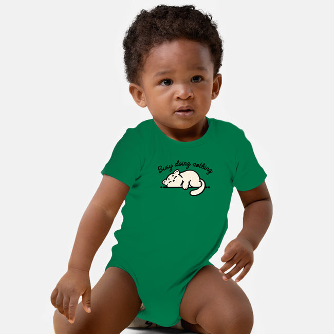 Kitty Busy Doing Nothing-Baby-Basic-Onesie-NemiMakeit