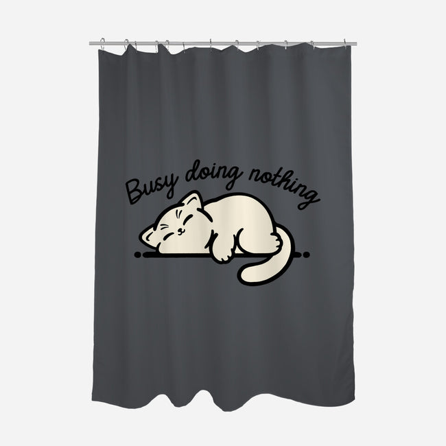 Kitty Busy Doing Nothing-None-Polyester-Shower Curtain-NemiMakeit