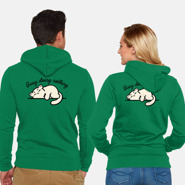 Kitty Busy Doing Nothing-Unisex-Zip-Up-Sweatshirt-NemiMakeit