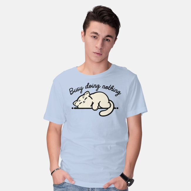 Kitty Busy Doing Nothing-Mens-Basic-Tee-NemiMakeit