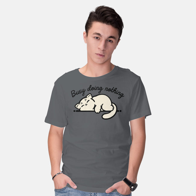 Kitty Busy Doing Nothing-Mens-Basic-Tee-NemiMakeit