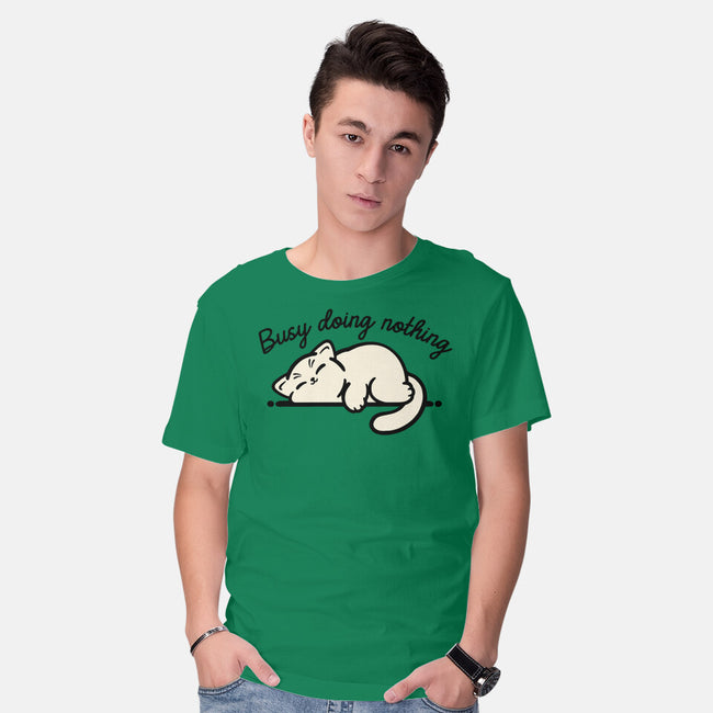 Kitty Busy Doing Nothing-Mens-Basic-Tee-NemiMakeit