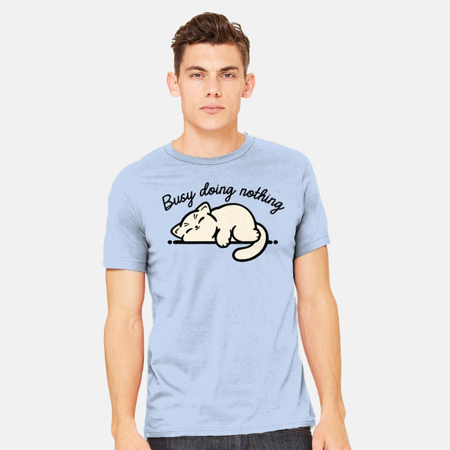 Kitty Busy Doing Nothing-Mens-Heavyweight-Tee-NemiMakeit