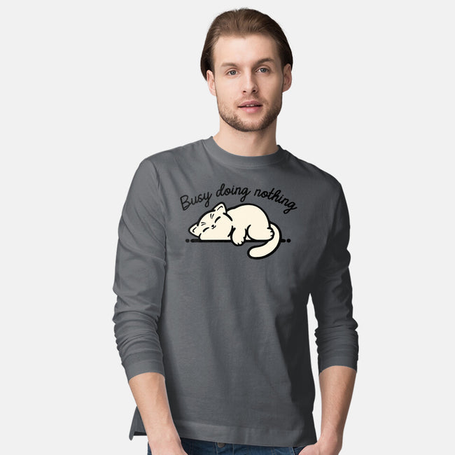 Kitty Busy Doing Nothing-Mens-Long Sleeved-Tee-NemiMakeit