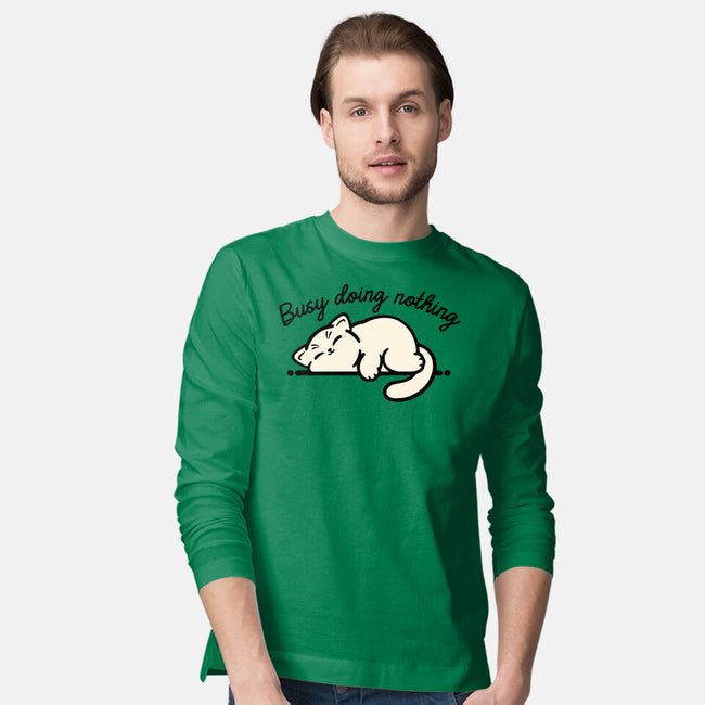 Kitty Busy Doing Nothing-Mens-Long Sleeved-Tee-NemiMakeit