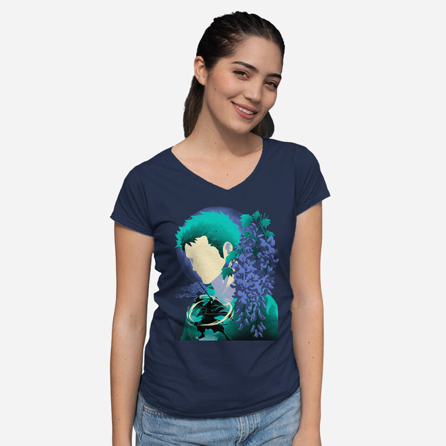 Wisteria Flower Pirate-Womens-V-Neck-Tee-rmatix