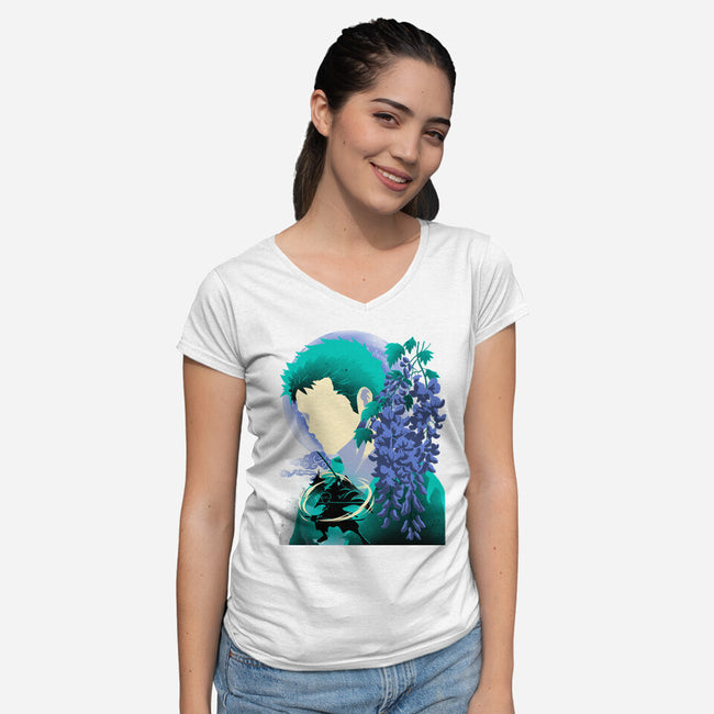Wisteria Flower Pirate-Womens-V-Neck-Tee-rmatix