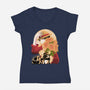 Sun Flower Pirate-Womens-V-Neck-Tee-rmatix