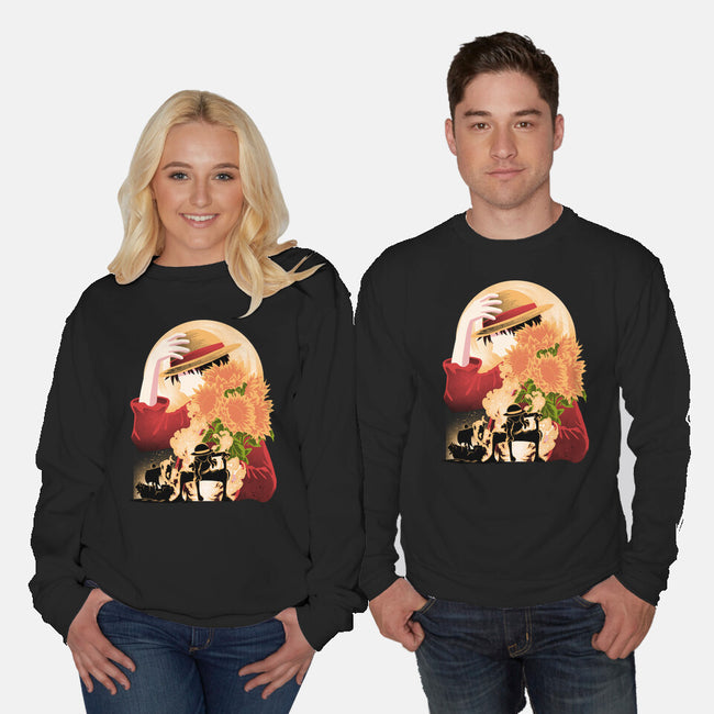 Sun Flower Pirate-Unisex-Crew Neck-Sweatshirt-rmatix