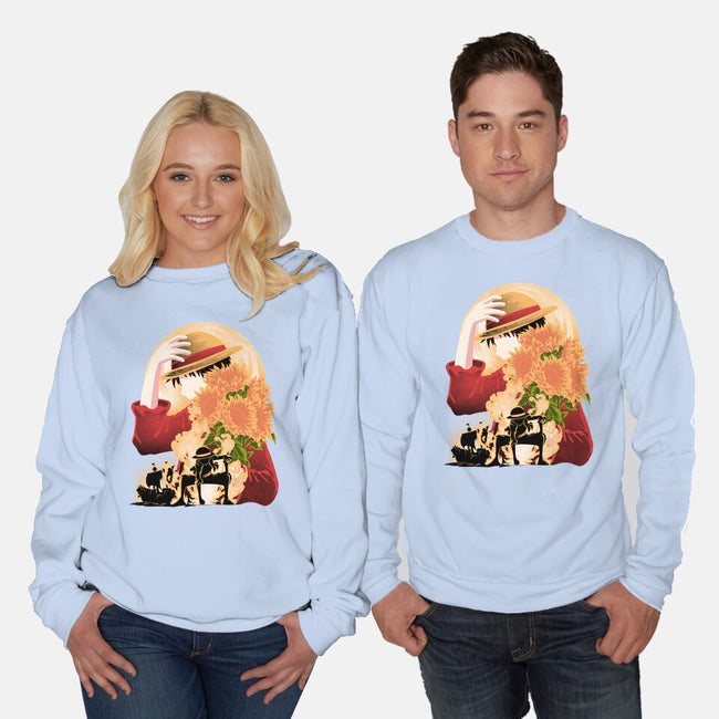 Sun Flower Pirate-Unisex-Crew Neck-Sweatshirt-rmatix