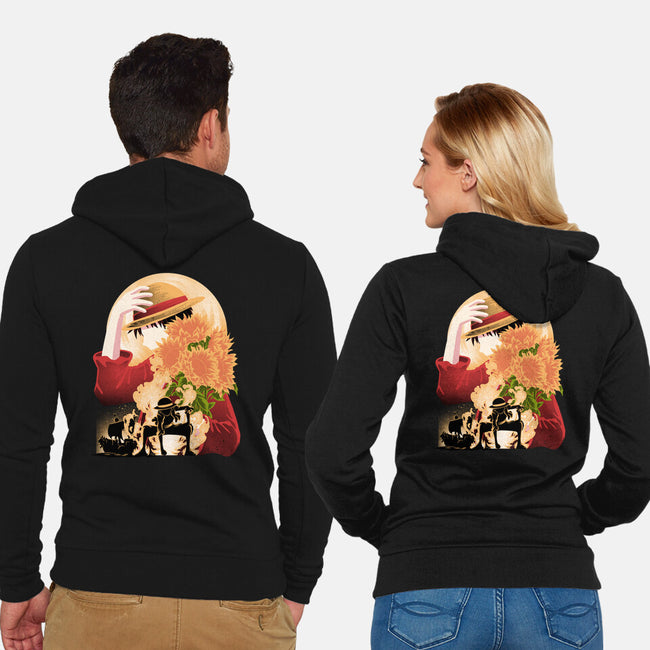Sun Flower Pirate-Unisex-Zip-Up-Sweatshirt-rmatix