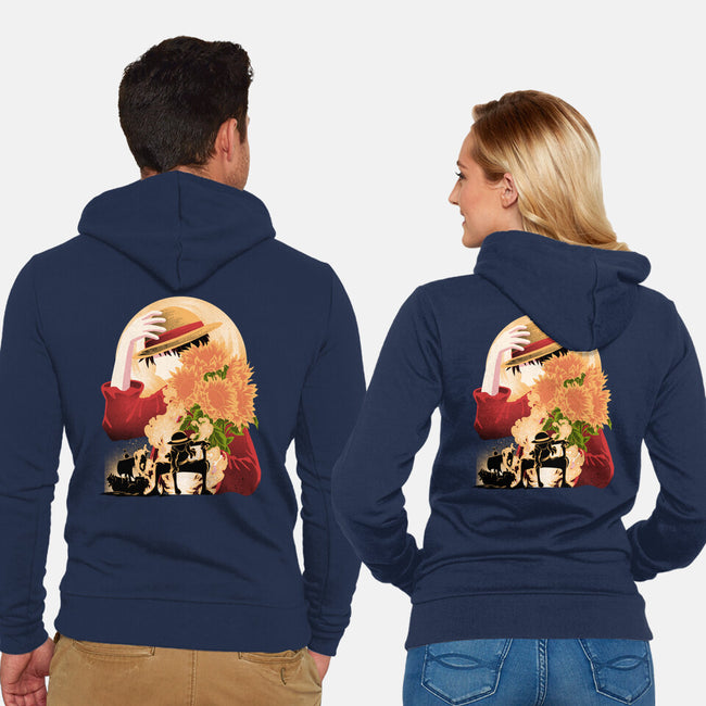 Sun Flower Pirate-Unisex-Zip-Up-Sweatshirt-rmatix