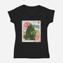 My Neighbor Mail Stamp-Womens-V-Neck-Tee-dandingeroz
