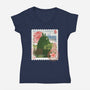 My Neighbor Mail Stamp-Womens-V-Neck-Tee-dandingeroz