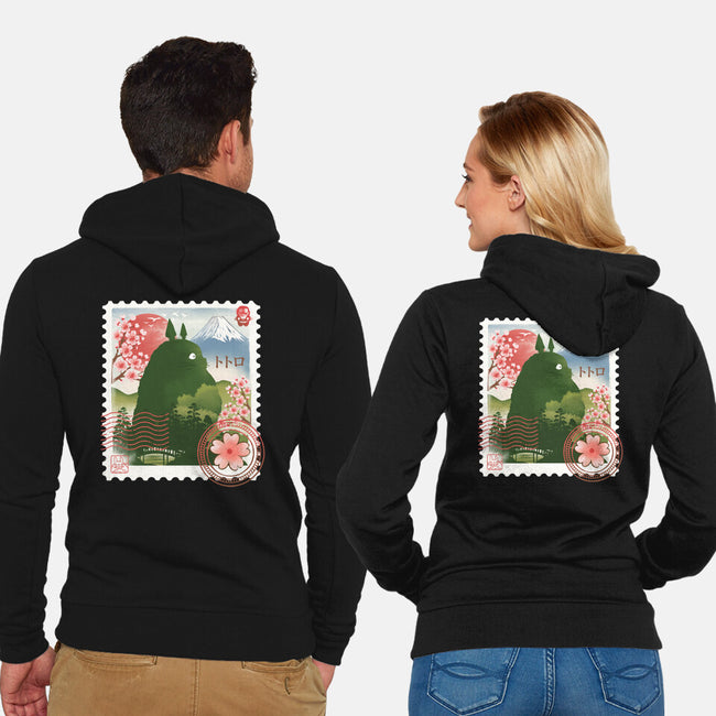 My Neighbor Mail Stamp-Unisex-Zip-Up-Sweatshirt-dandingeroz