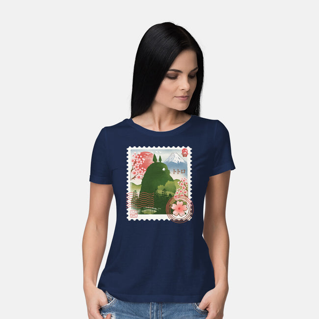 My Neighbor Mail Stamp-Womens-Basic-Tee-dandingeroz