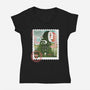 Spirit Mail Stamp-Womens-V-Neck-Tee-dandingeroz