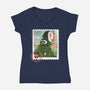 Spirit Mail Stamp-Womens-V-Neck-Tee-dandingeroz