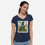 Spirit Mail Stamp-Womens-V-Neck-Tee-dandingeroz