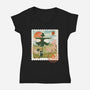 Howl's Moving Mail Stamp-Womens-V-Neck-Tee-dandingeroz