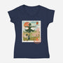 Howl's Moving Mail Stamp-Womens-V-Neck-Tee-dandingeroz