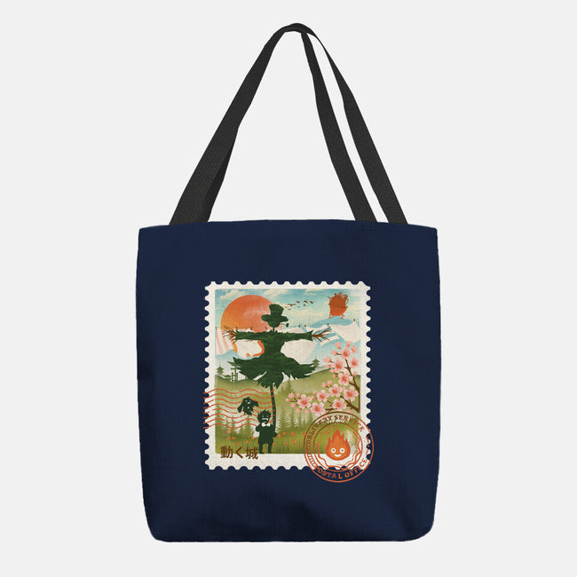 Howl's Moving Mail Stamp-None-Basic Tote-Bag-dandingeroz