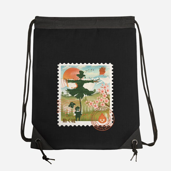 Howl's Moving Mail Stamp-None-Drawstring-Bag-dandingeroz