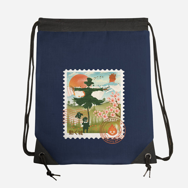 Howl's Moving Mail Stamp-None-Drawstring-Bag-dandingeroz