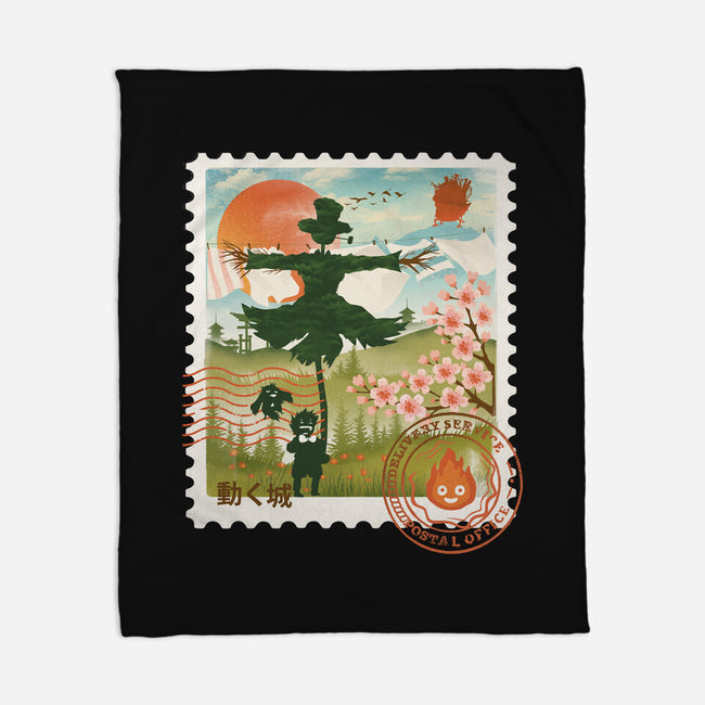 Howl's Moving Mail Stamp-None-Fleece-Blanket-dandingeroz