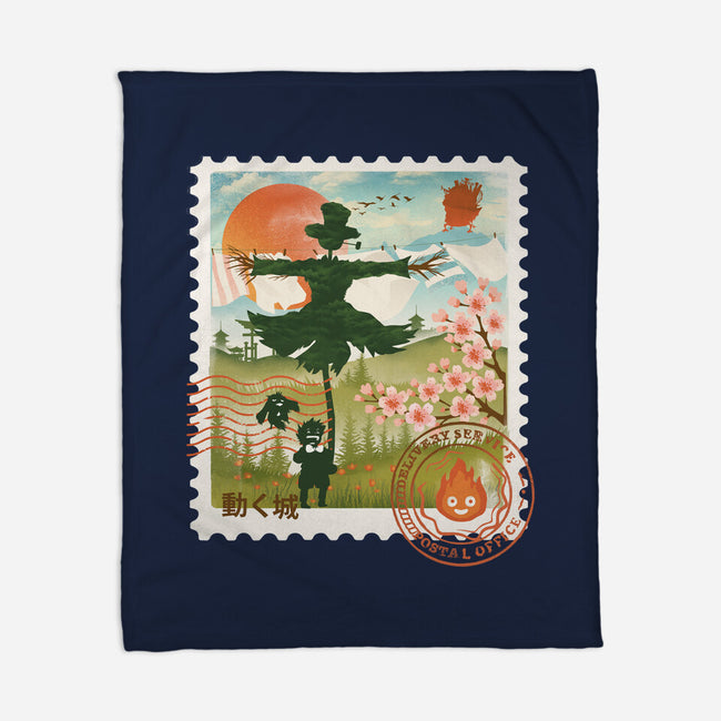 Howl's Moving Mail Stamp-None-Fleece-Blanket-dandingeroz