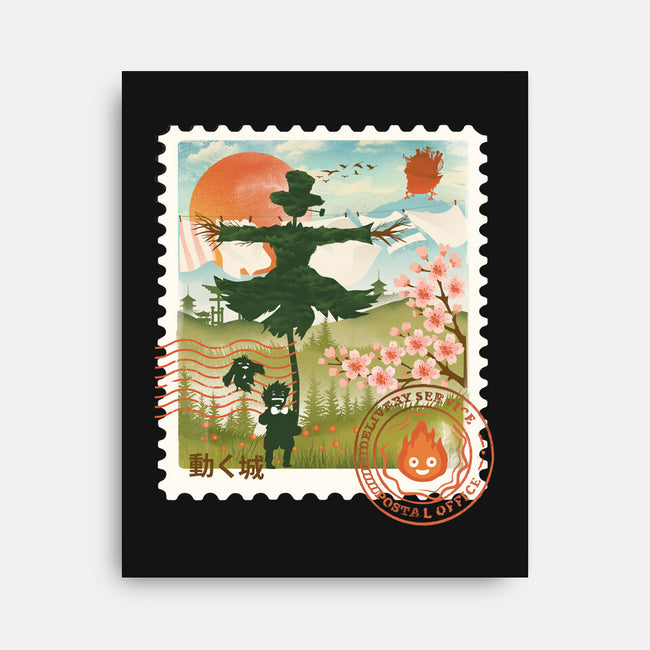 Howl's Moving Mail Stamp-None-Stretched-Canvas-dandingeroz