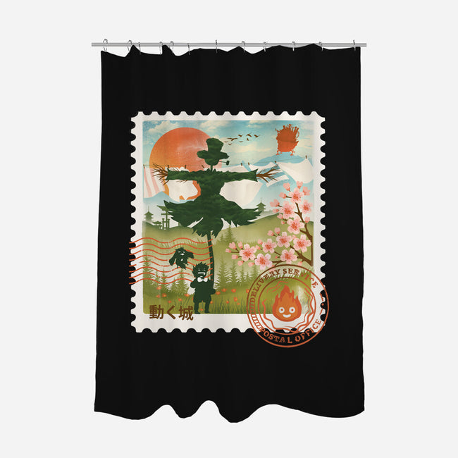 Howl's Moving Mail Stamp-None-Polyester-Shower Curtain-dandingeroz