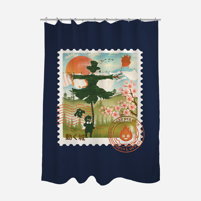 Howl's Moving Mail Stamp-None-Polyester-Shower Curtain-dandingeroz