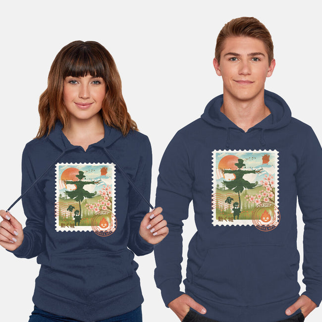 Howl's Moving Mail Stamp-Unisex-Pullover-Sweatshirt-dandingeroz