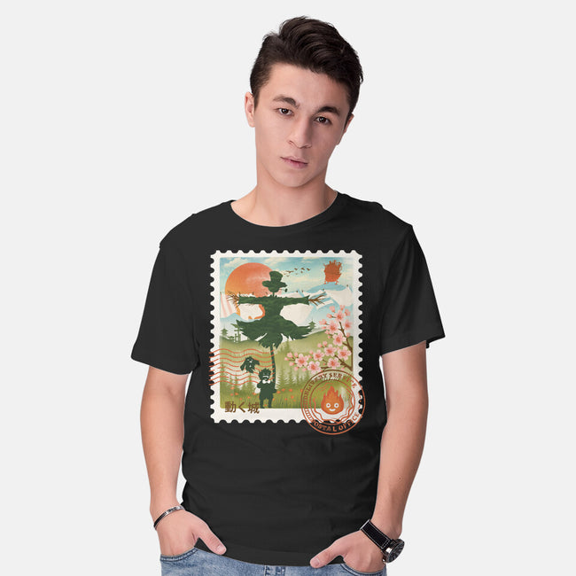 Howl's Moving Mail Stamp-Mens-Basic-Tee-dandingeroz