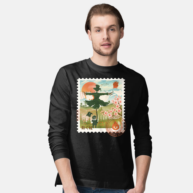 Howl's Moving Mail Stamp-Mens-Long Sleeved-Tee-dandingeroz
