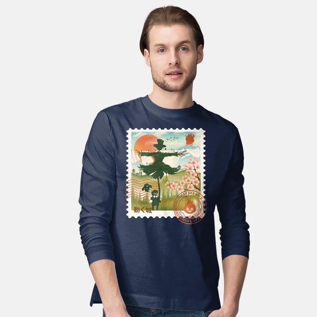 Howl's Moving Mail Stamp-Mens-Long Sleeved-Tee-dandingeroz