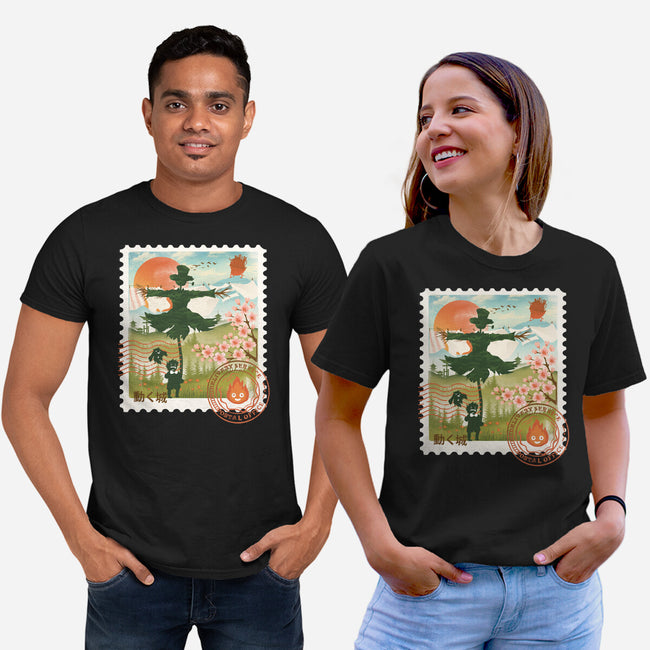 Howl's Moving Mail Stamp-Unisex-Basic-Tee-dandingeroz